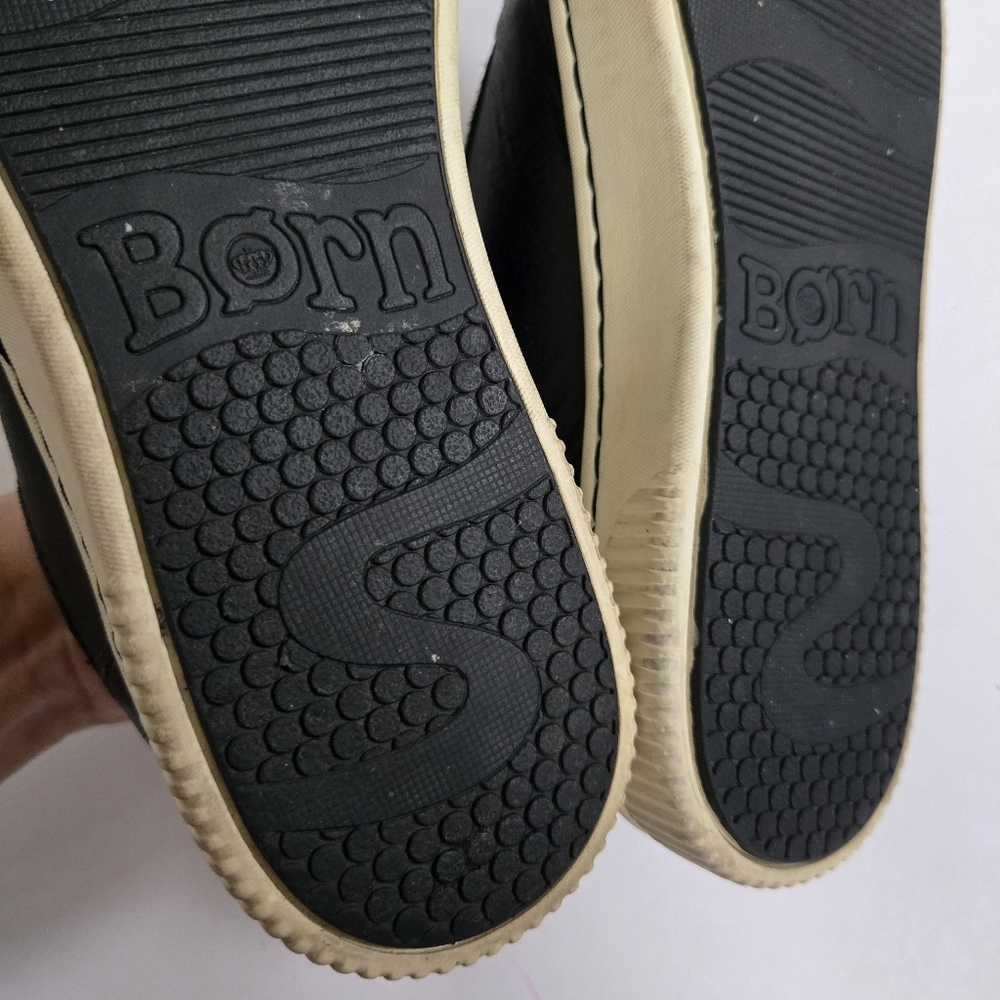 Born Black Leather Low-Top Sneakers with Cream Laces - Picture 6 of 9
